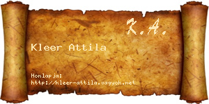 Kleer Attila névjegykártya